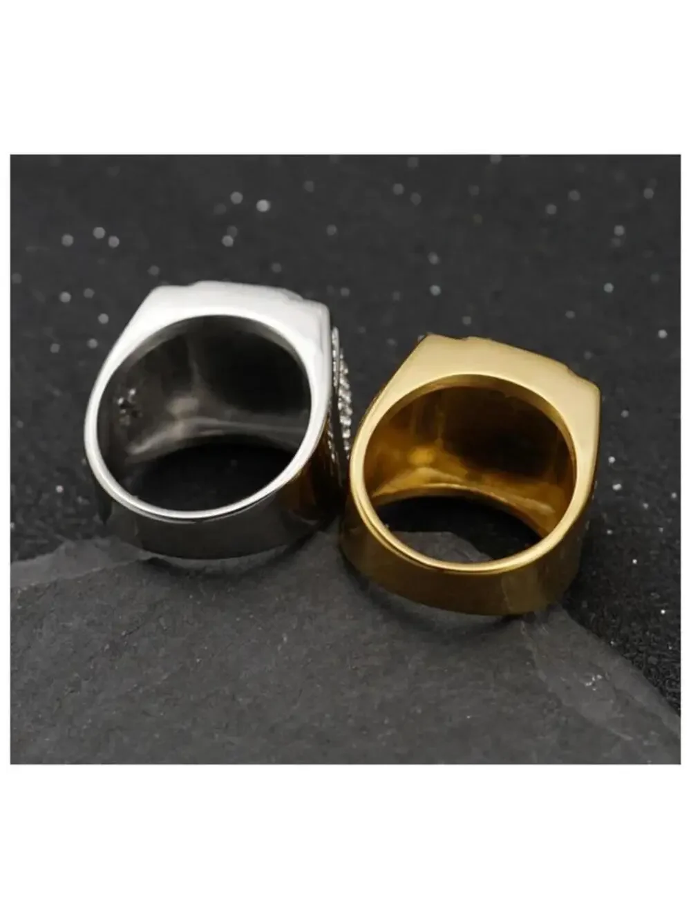 Black Bling Ring- Gold- size 13